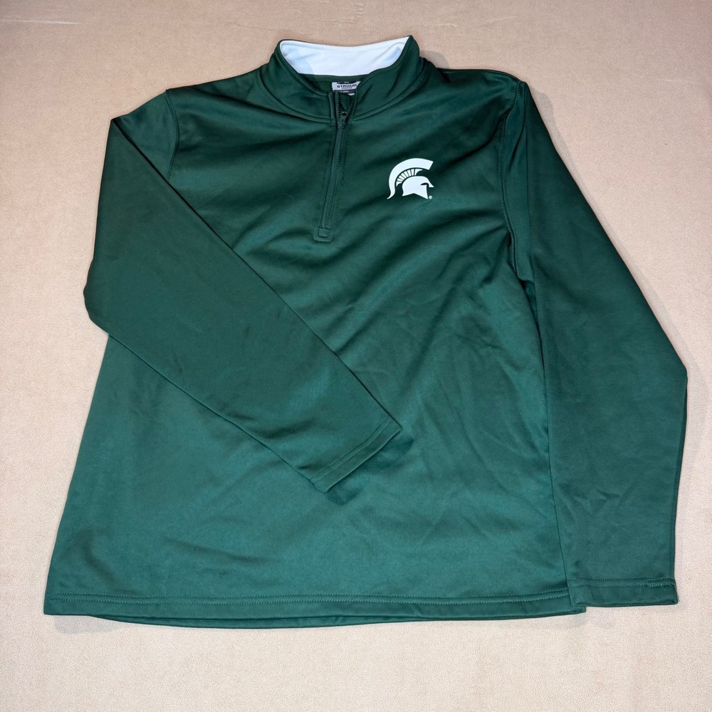Stadium Athletics Michigan State Spartans Quarter Zip Pullover Green Mens Large